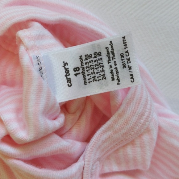 carter's light pink striped sleeveless bodysuit diaper shirt 18 months baby girl - Picture 6 of 7
